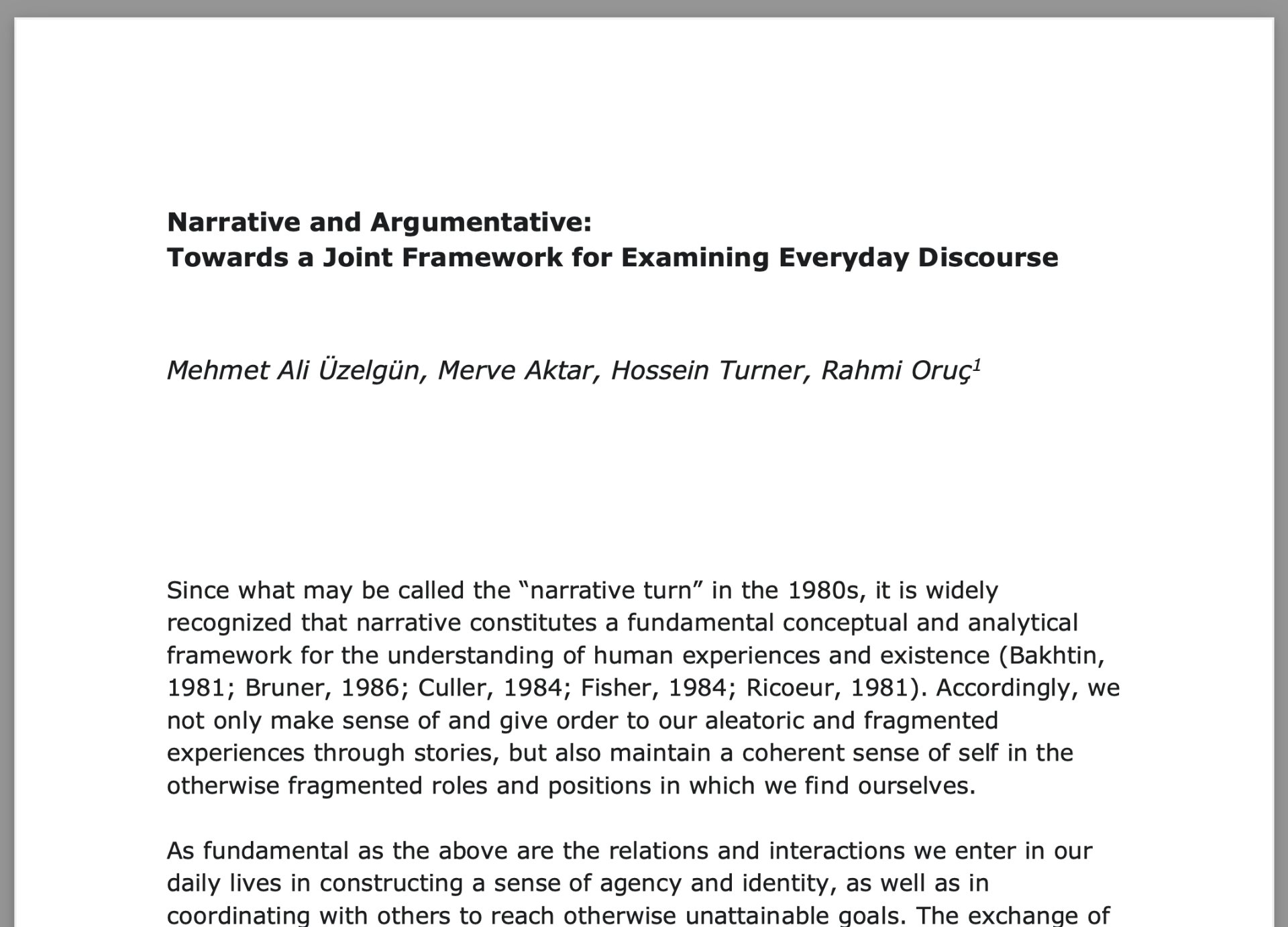 White Paper on Narrative and Argumentative Discourse