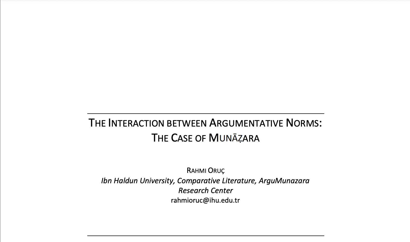 PREPRINT: The Interaction between Argumentative Norms: The Case of Munāẓara
