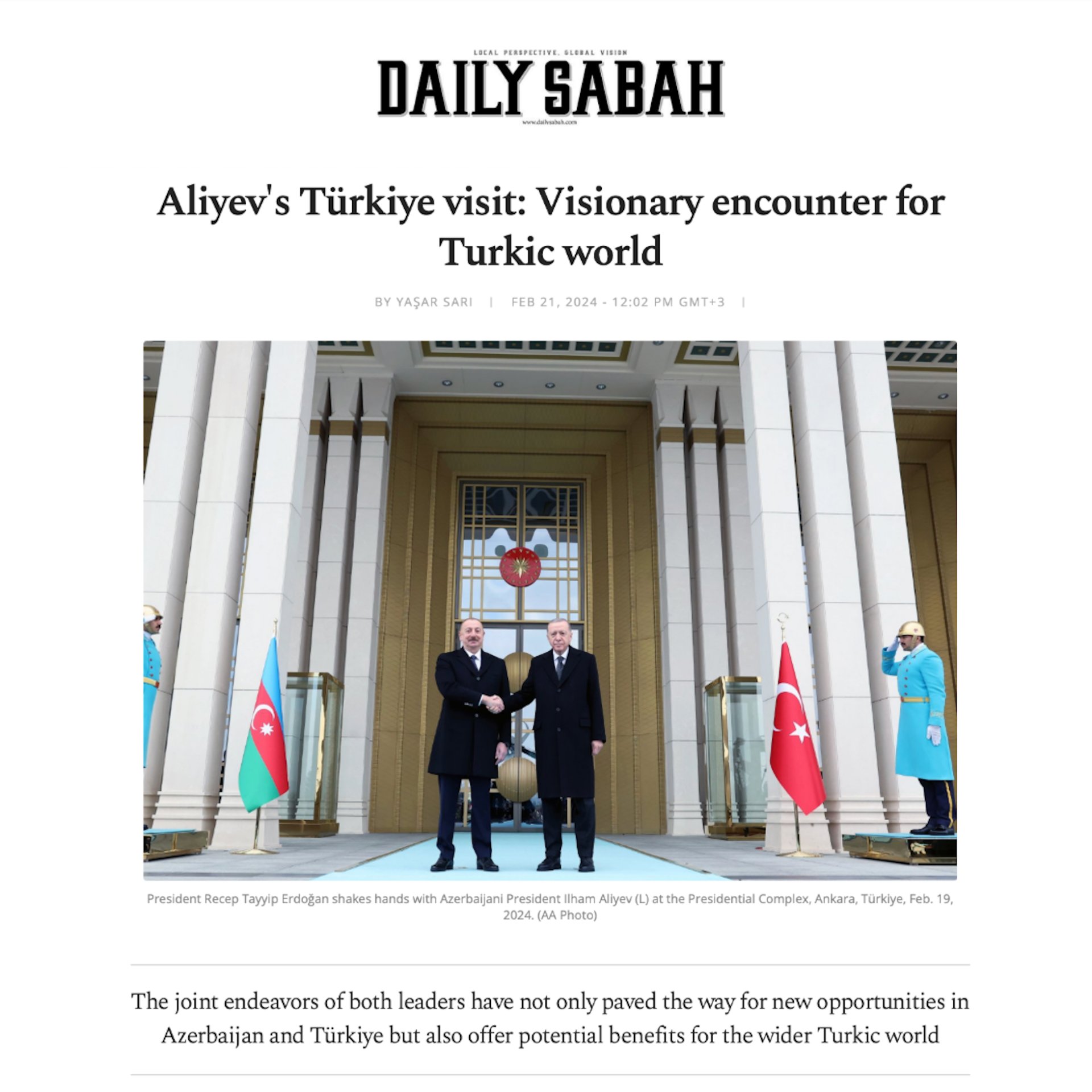 Aliyev's Türkiye visit: Visionary encounter for Turkic world