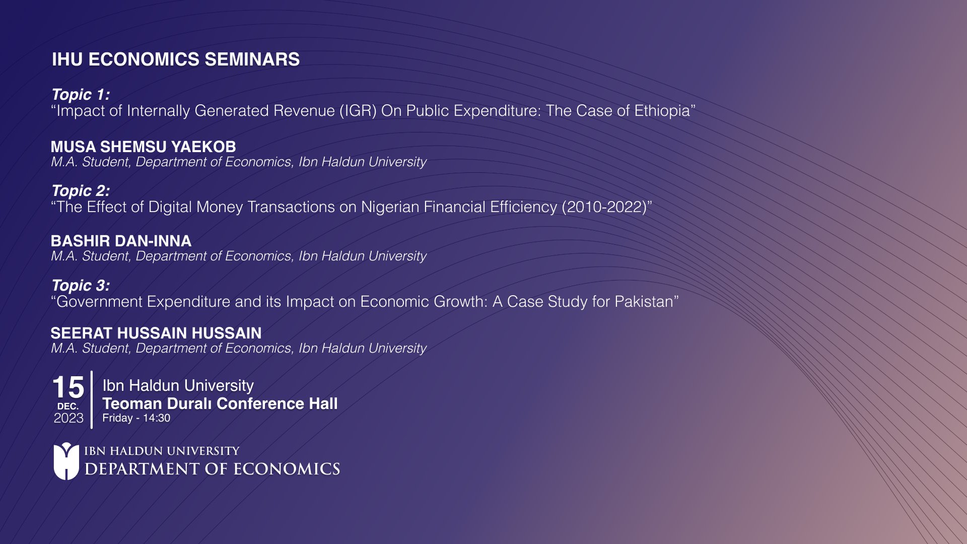 IHU Economics Seminars