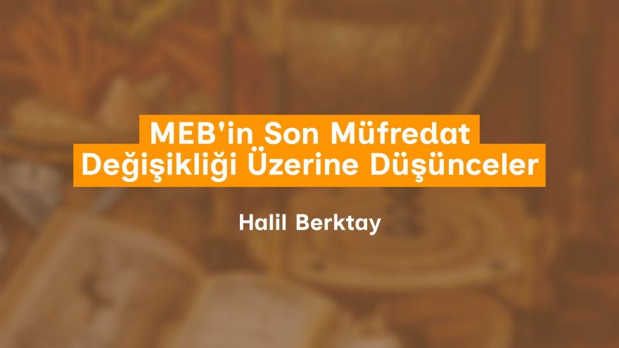 MEB'in Son Müfredat Değişikliği Üzerine Düşünceler