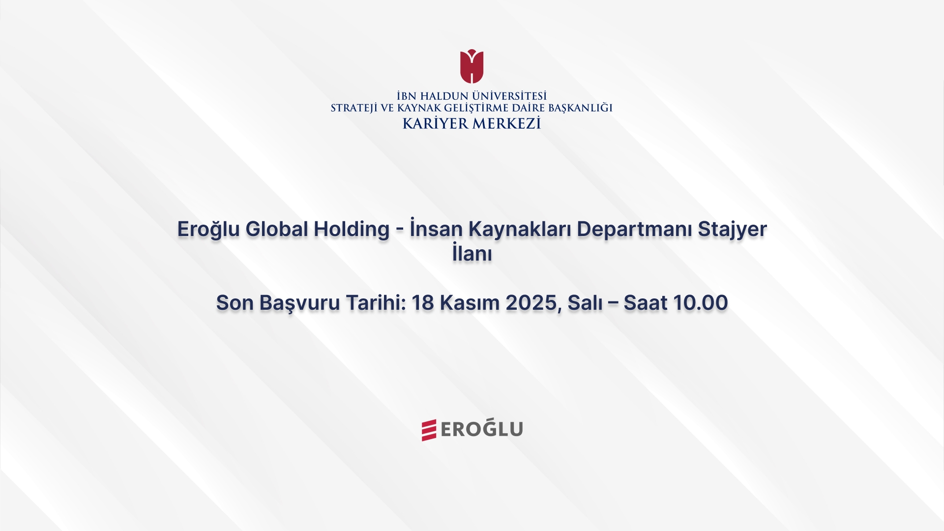 Eroğlu Global Holding - Human Resources Department Internship Announcement