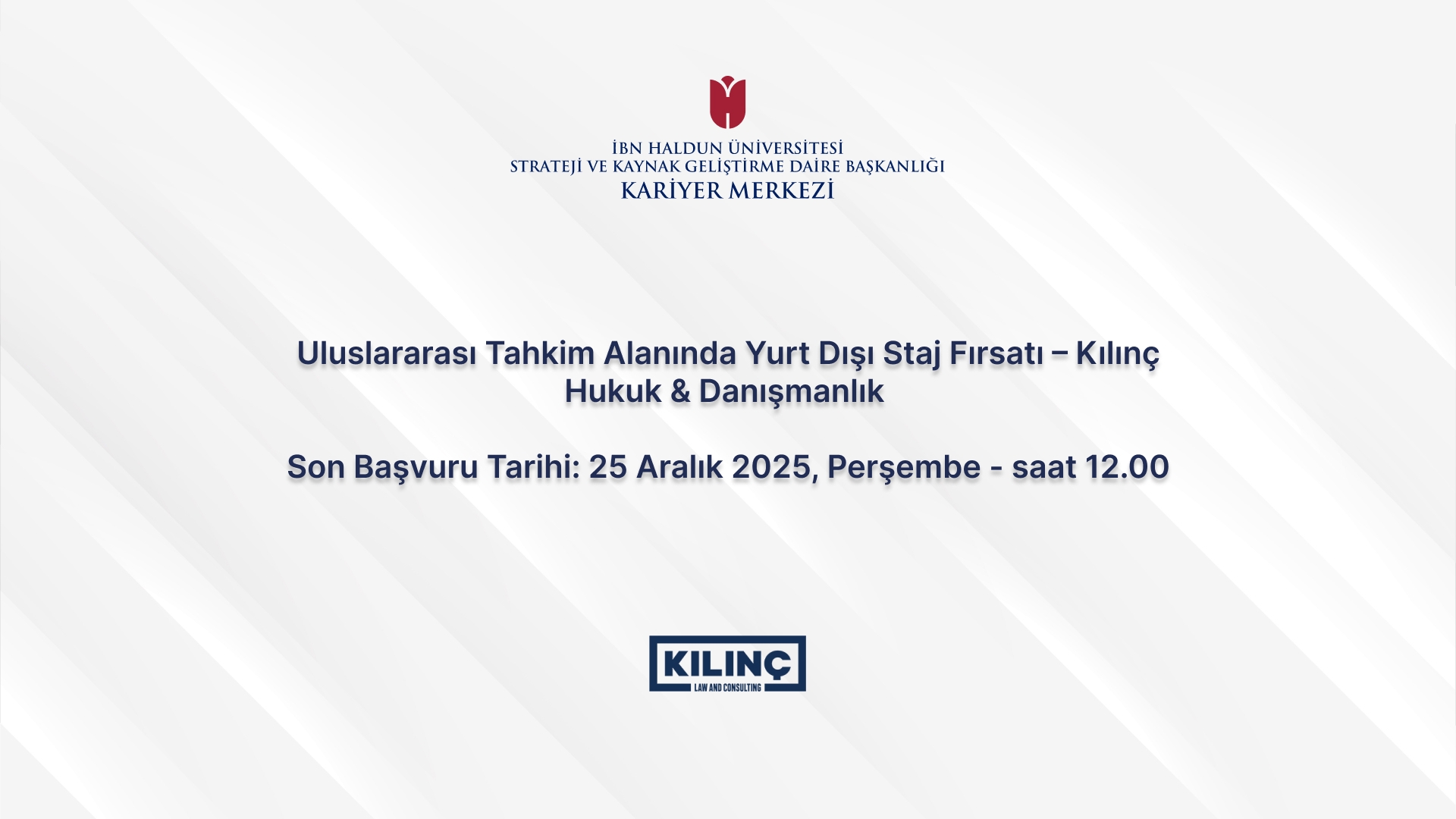 International Internship Opportunity in International Arbitration – Kılınç Law & Consulting