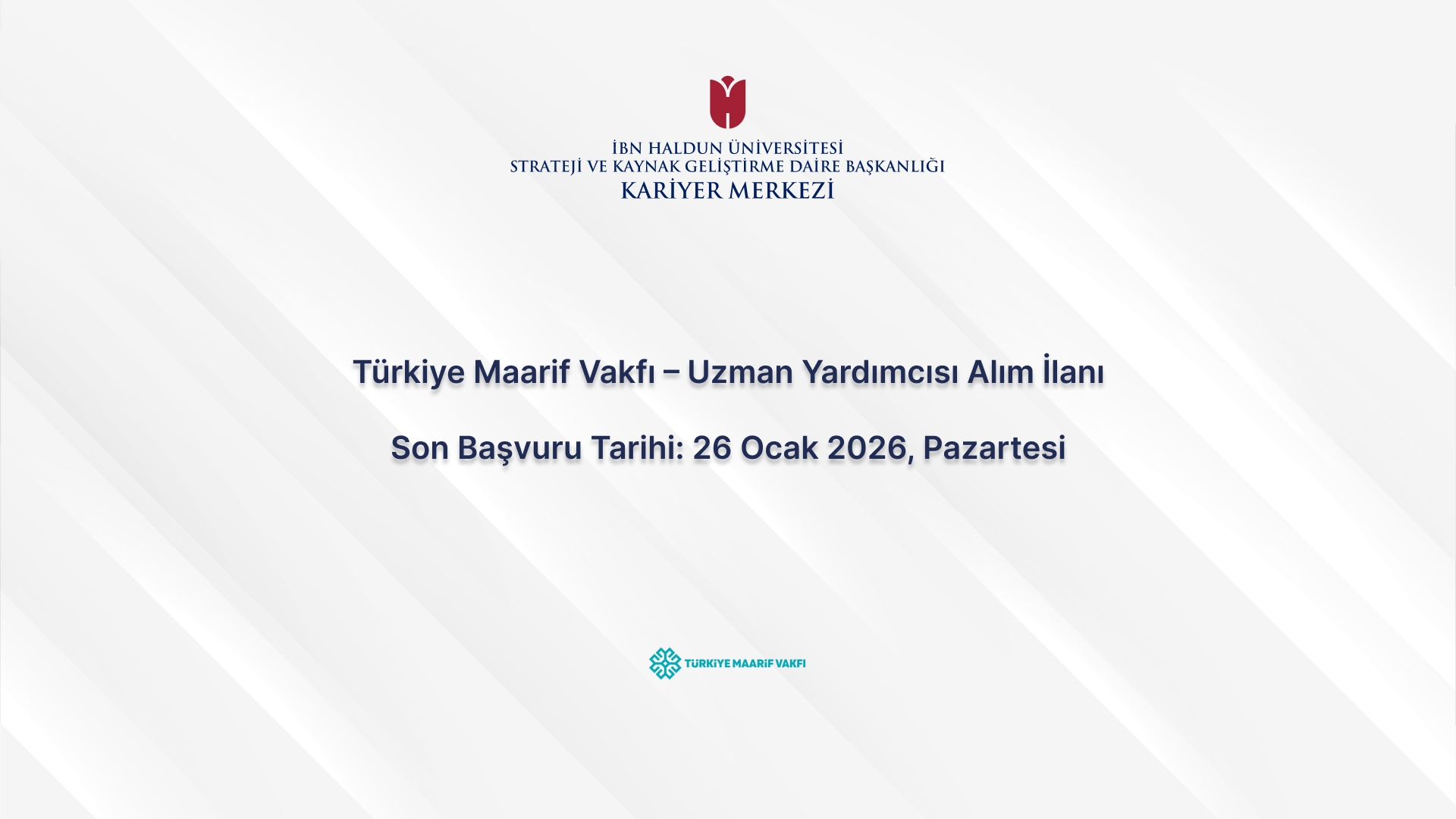 Türkiye Maarif Foundation – Assistant Specialist Recruitment Announcement
