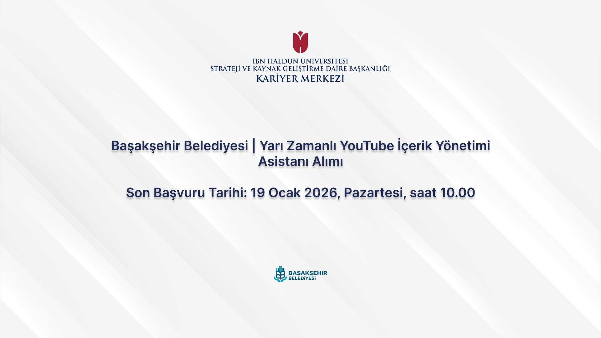 Başakşehir Municipality | Part-Time YouTube Content Management Assistant Recruitment