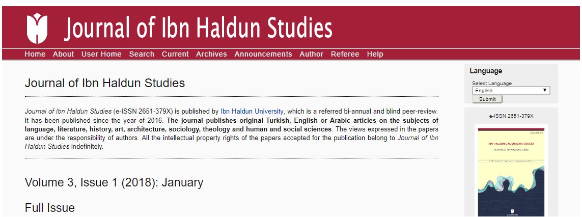 Journal of Ibn Haldun Studies