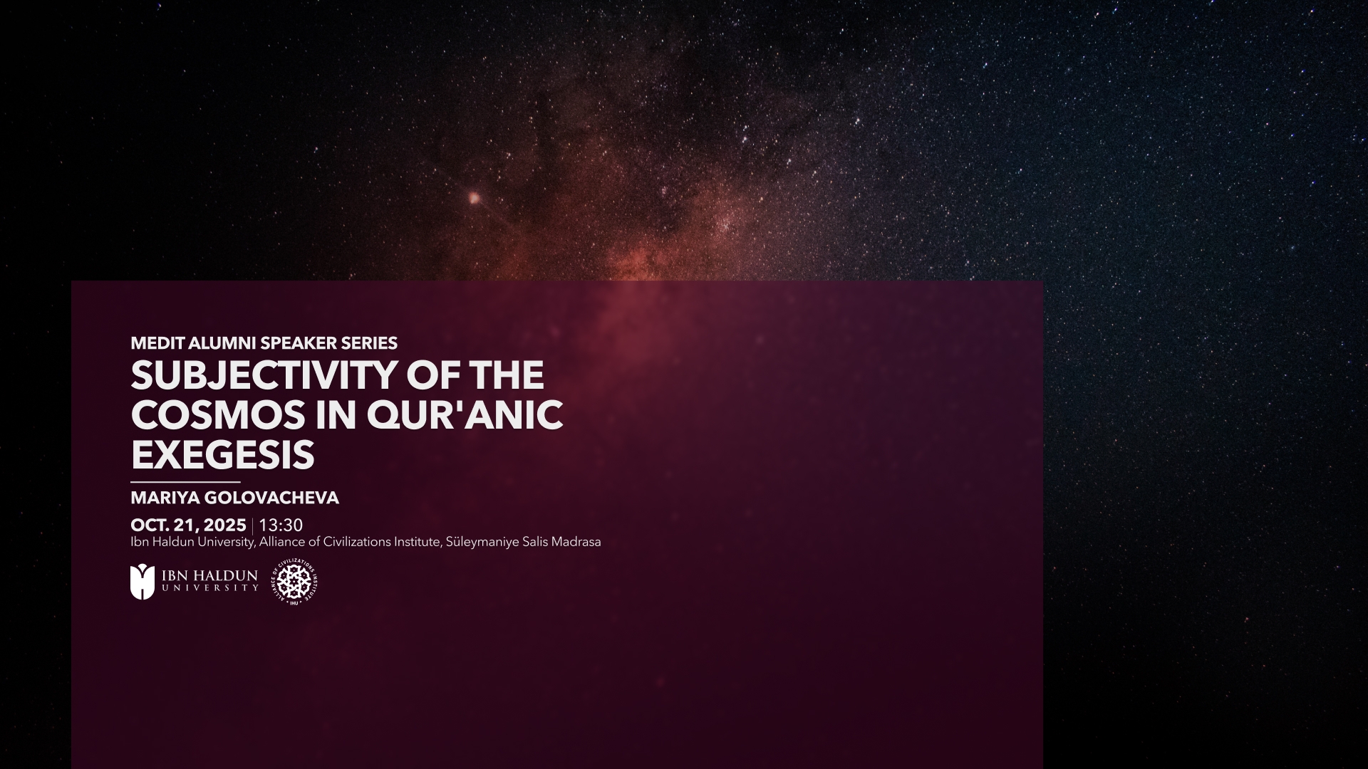 MEDIT Alumni Speaker Series: Subjectivity of the Cosmos in Qur'anic Exegesis
