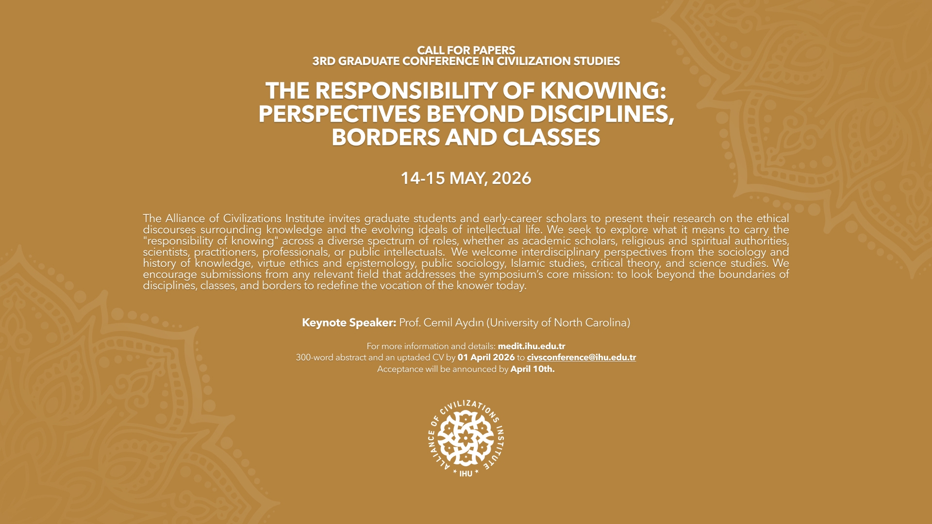 Bildiri Çağırısı - 3rd Graduate Conference in Civilization Studies