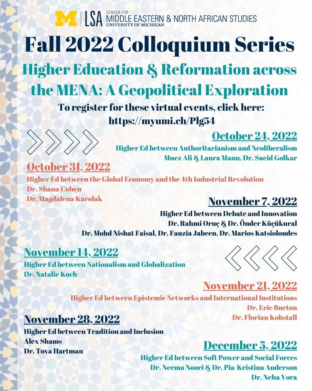 Talk at CMENAS Fall Colloquium: 'Higher Ed between Debate and Innovation'