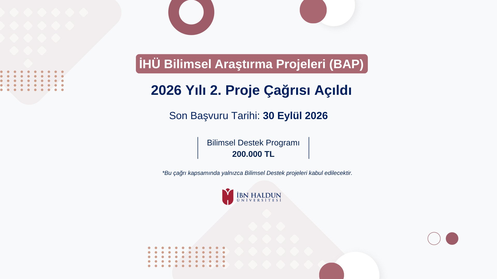 2026 Yılı İkinci Dönem BAP Proje Başvuru Çağrısı Açıldı