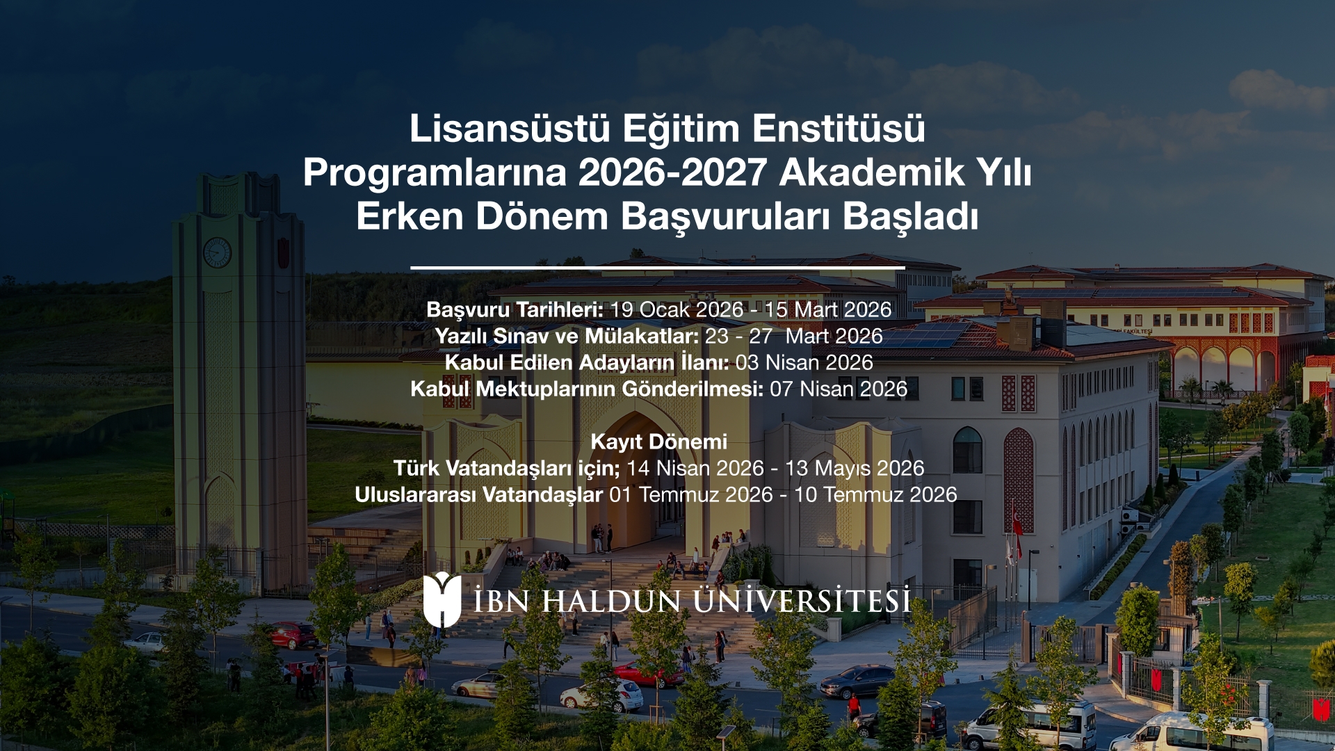 2026-2027 Akademik Yılı Erken Başvuru Dönemi 