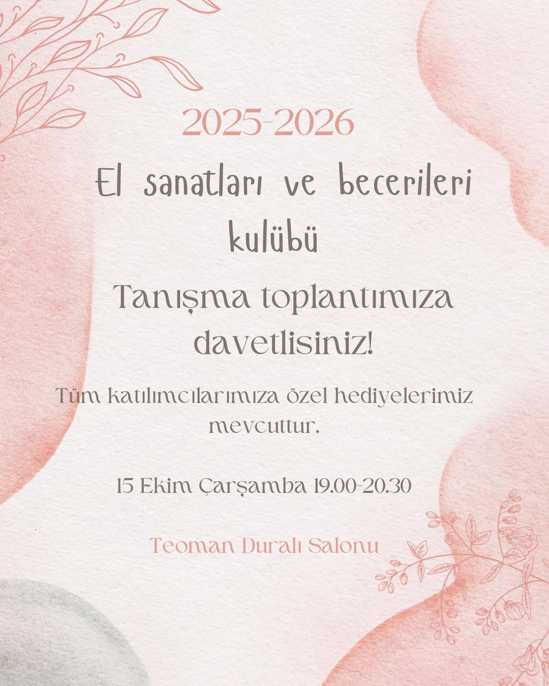 El Sanatları ve Becerileri Kulübü Tanışma Toplantısı