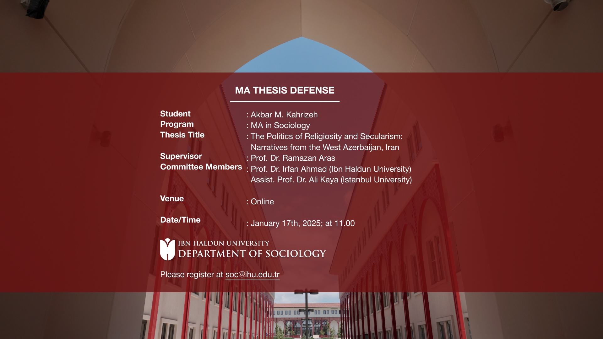 MA Thesis Defense: “The Politics of Religiosity and Secularism'