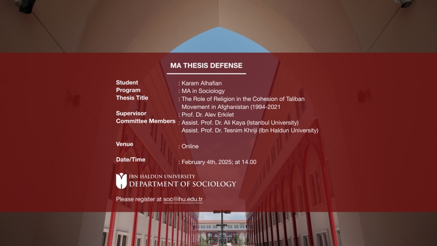 MA Thesis Defense: “The Role of Religion in the Cohesion of Taliban Movement in Afghanistan (1994-2021)”