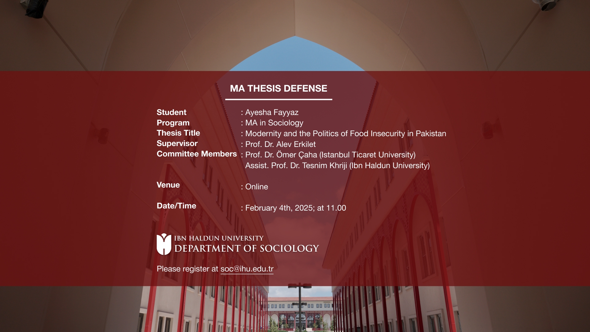 MA Thesis Defense: “Modernity and the Politics of Food Insecurity in Pakistan”