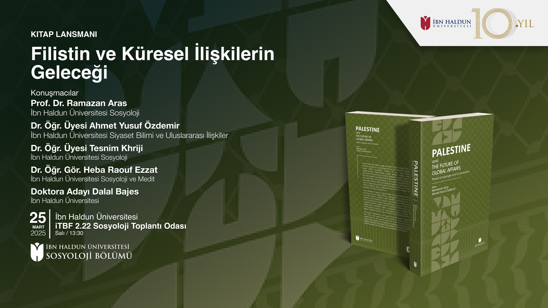 Kitap Lansmanı: 'Filistin ve Küresel İlişkilerin Geleceği'