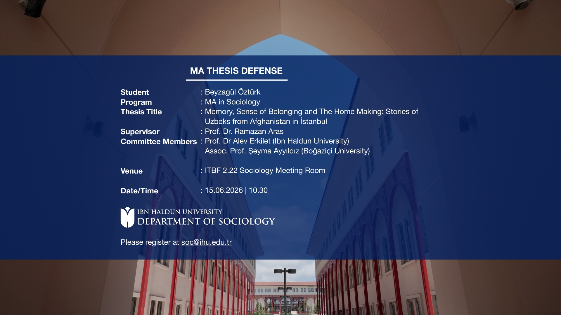 MA Thesis Defense: “Memory, Sense of Belonging and the Home Making: Stories of Uzbeks from Afghanistan in Istanbul”