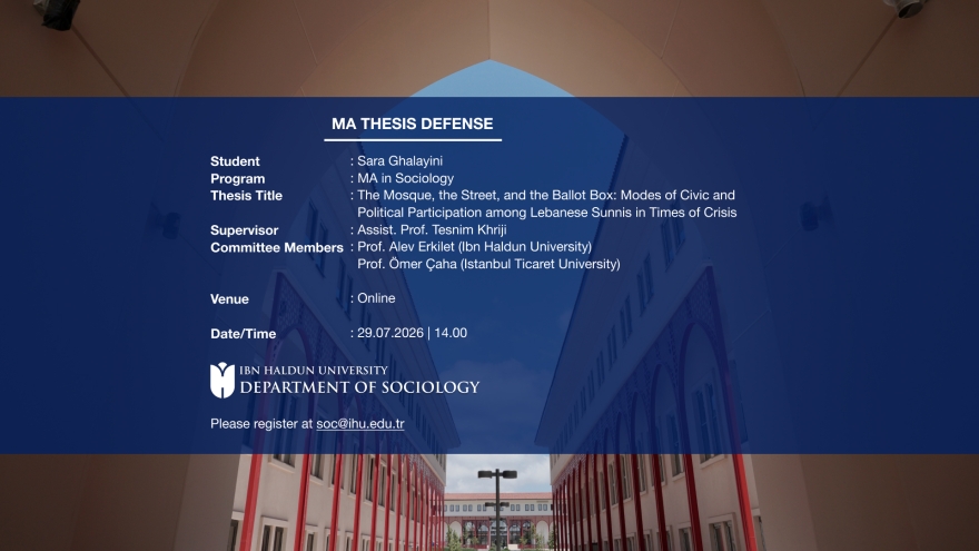 Yüksek Lisans Tezi Sunumu ve Savunması: “The Mosque, the Street and the Ballot Box: Modes of Civic and Political Participation Among Lebanese Sunnis in Times of Crisis”