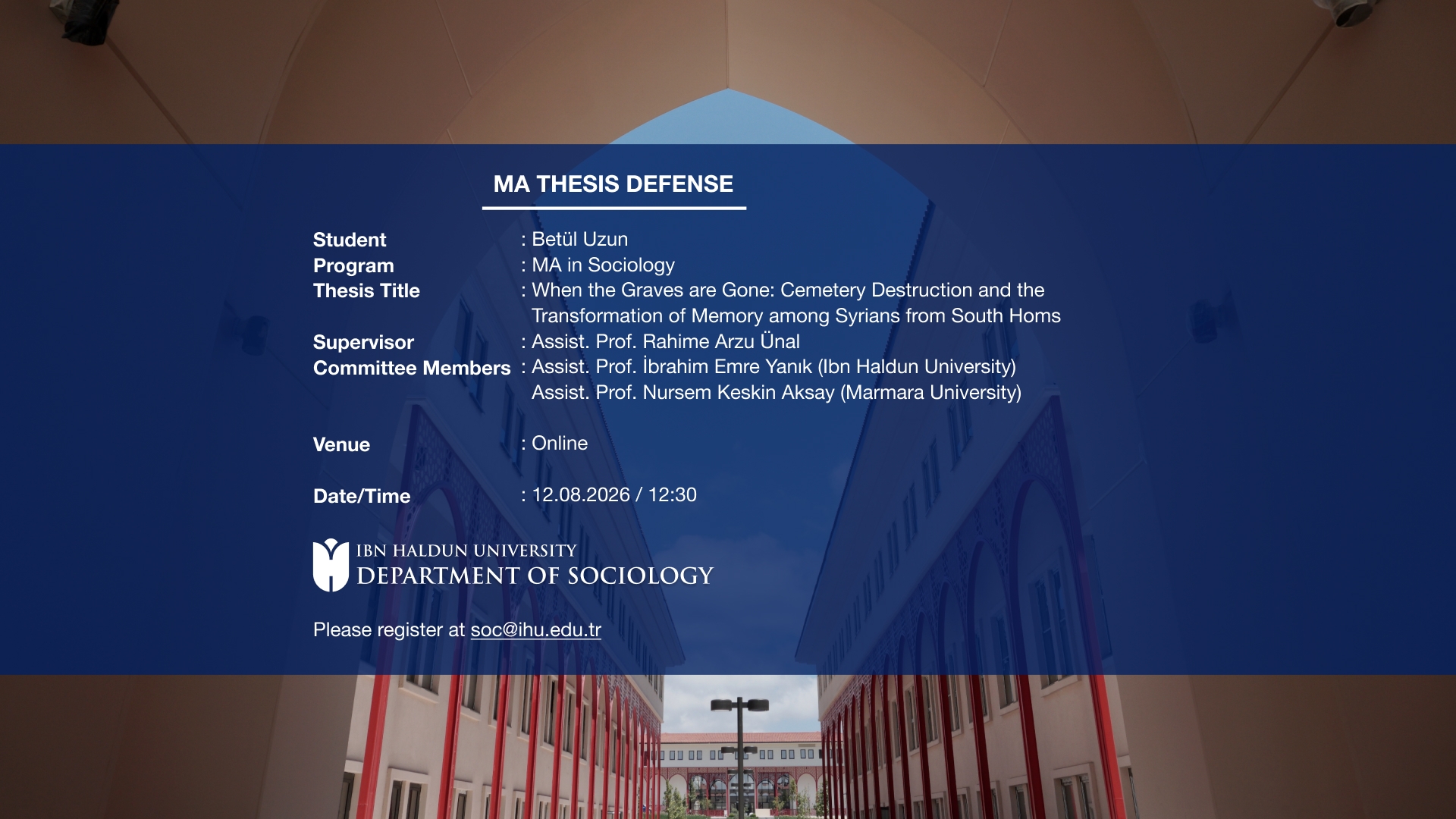 MA Thesis Defense: “When the Graves are Gone: Cemetery Destruction and the Transformation of Memory Among Syrians from South Homs”
